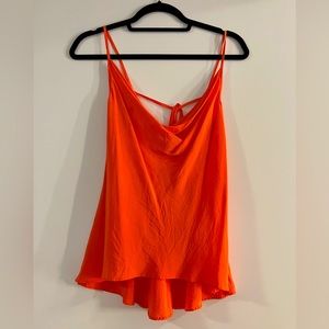 Coral/orange tie back sheer tank